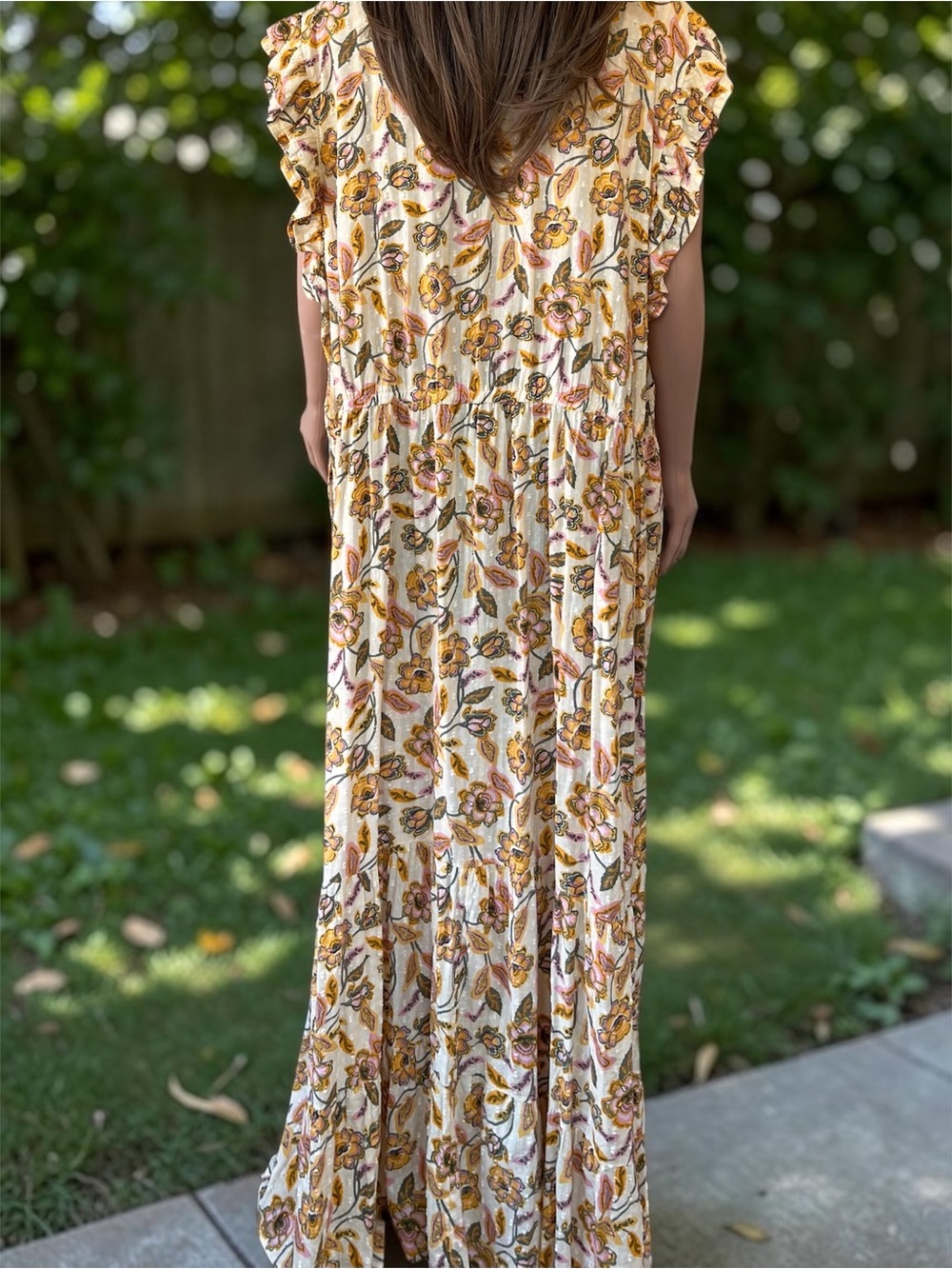 Sonoma 3X Floral Maxi Dress Button Front Pockets Boho Cottagecore - Picture 7 of 8